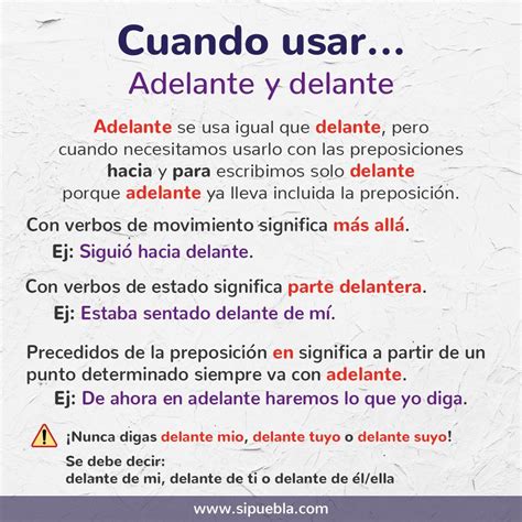 delante de in english.